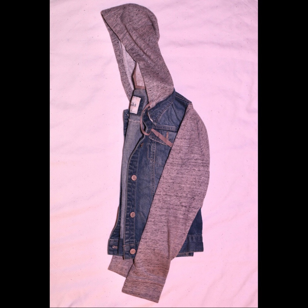 Grey and Blue Denim Mudd Jacket with Hood
